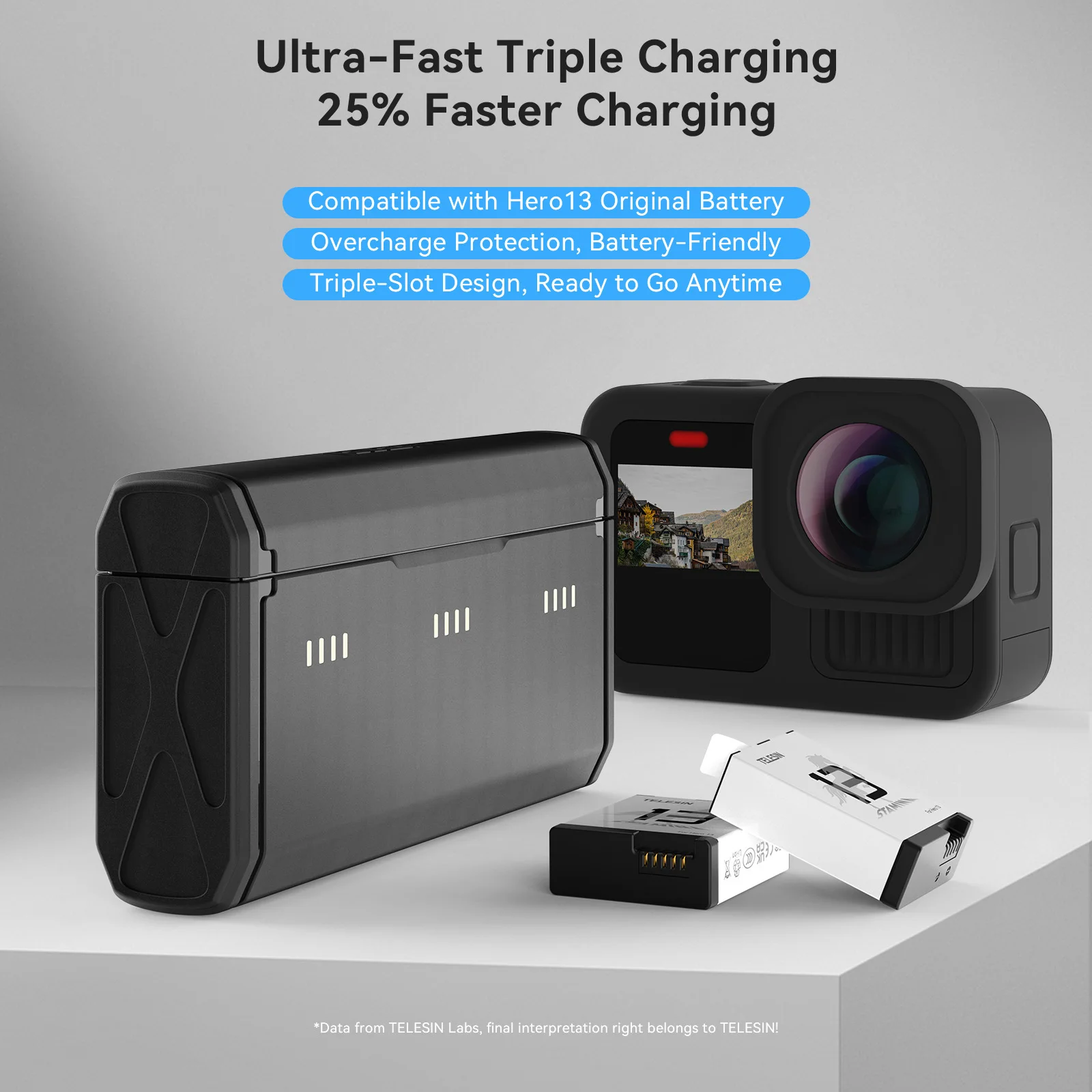 TELESIN – boîtier de charge ra - Gopro Action Camera Hero 13 Black avis et prix